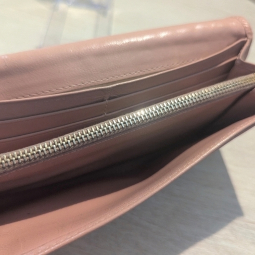 COA Prada Madras Woven Leather Continental Wallet in Blush Pink - Picture 10 of 16